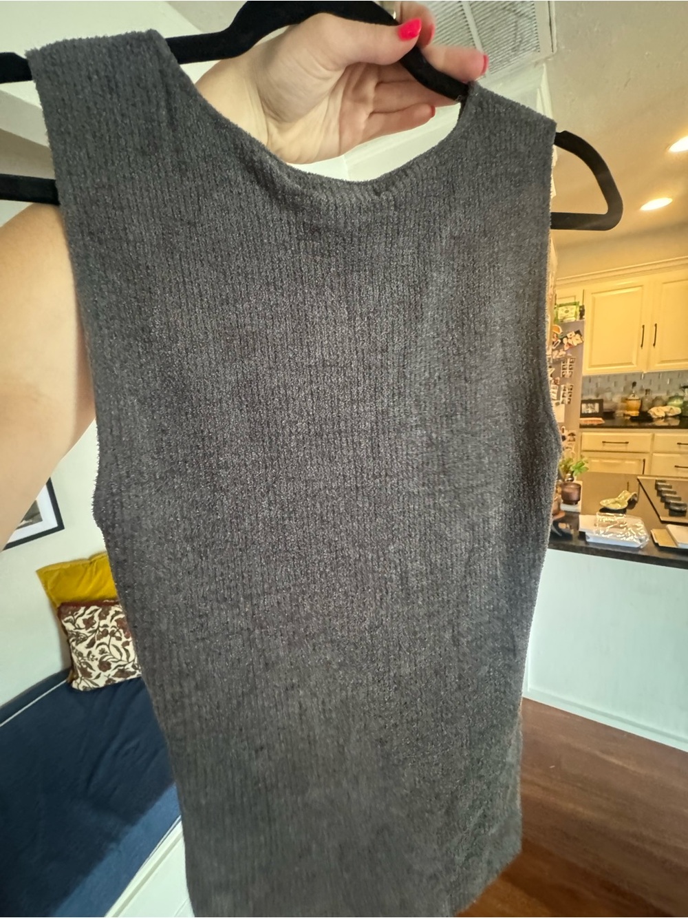 Barefoot Dreams Charcoal Ribbed Tank - Carbon Gray - Picture 5 of 7